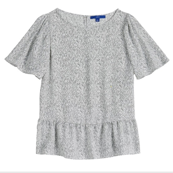 Apt. 9 Ruffle Peplum Top Vintage Waves White Black XL - Picture 2 of 12